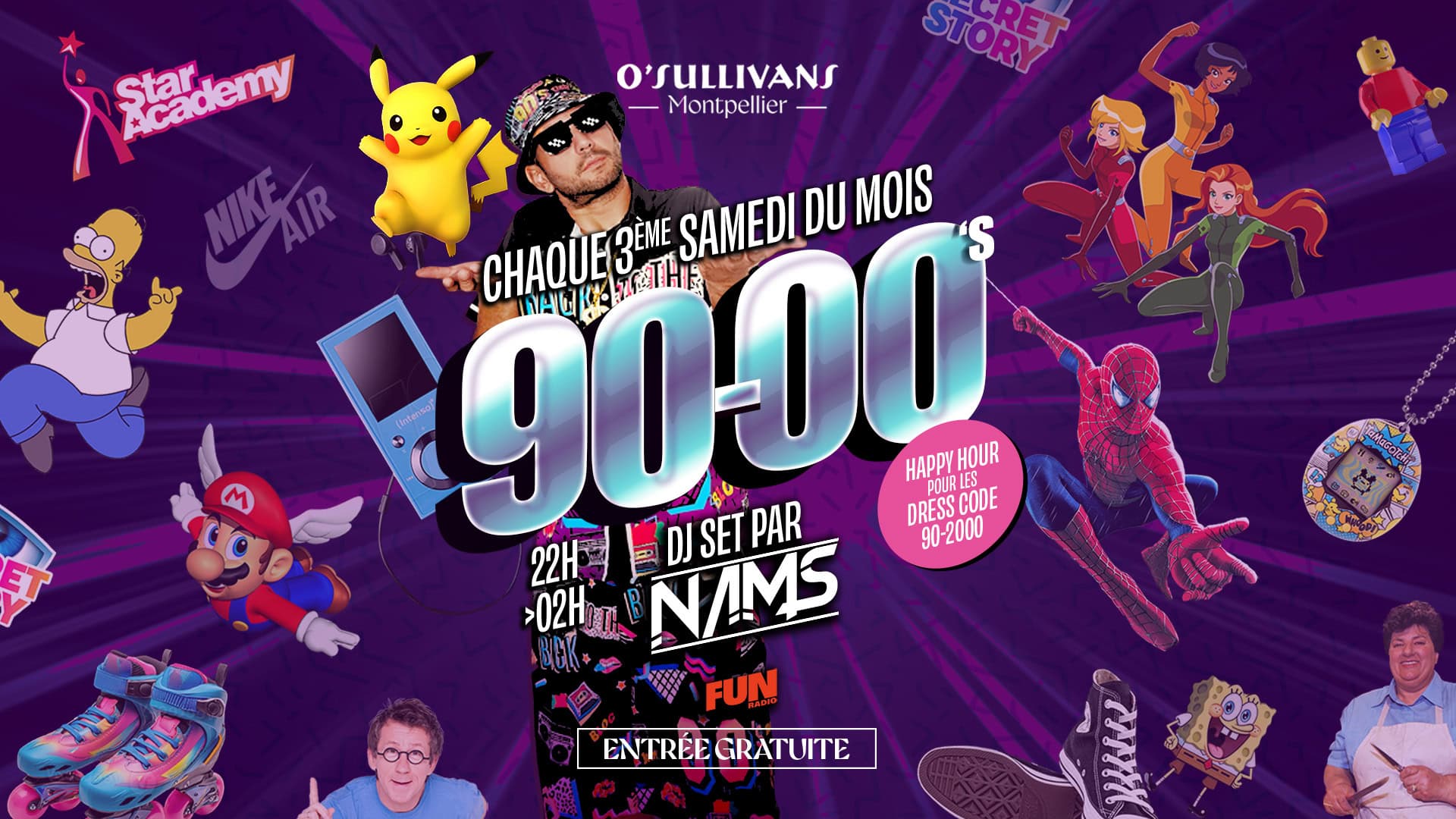 O’Sullivans Montpellier soirée 90s 2000s