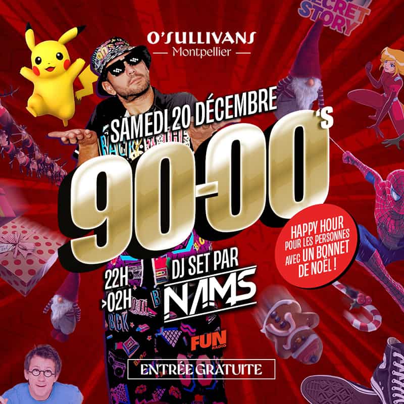 O’Sullivans pub Montpellier soirée de noel 90s 2000s