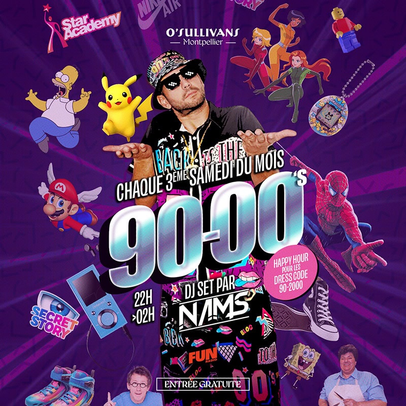 O’Sullivans pub Montpellier soirée 90s 2000s