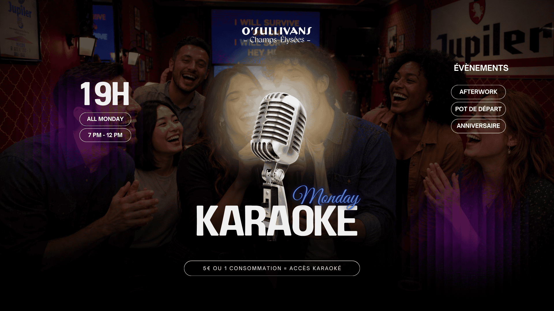 Soirée Karaoké Lundi O'Sullivans Champs Elysée